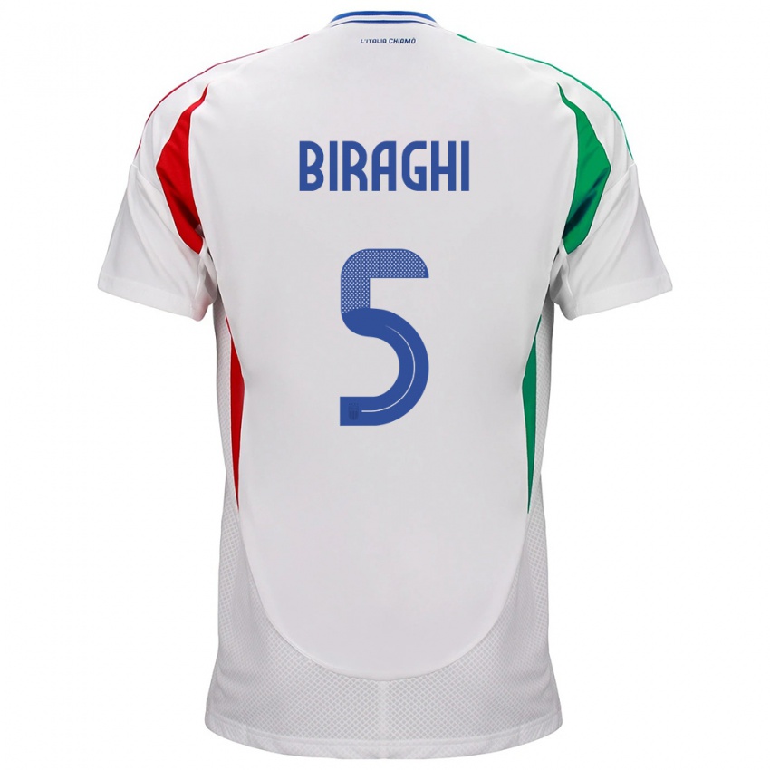 Niño Camiseta Italia Cristiano Biraghi #5 Blanco 2ª Equipación 24-26 La Camisa Argentina