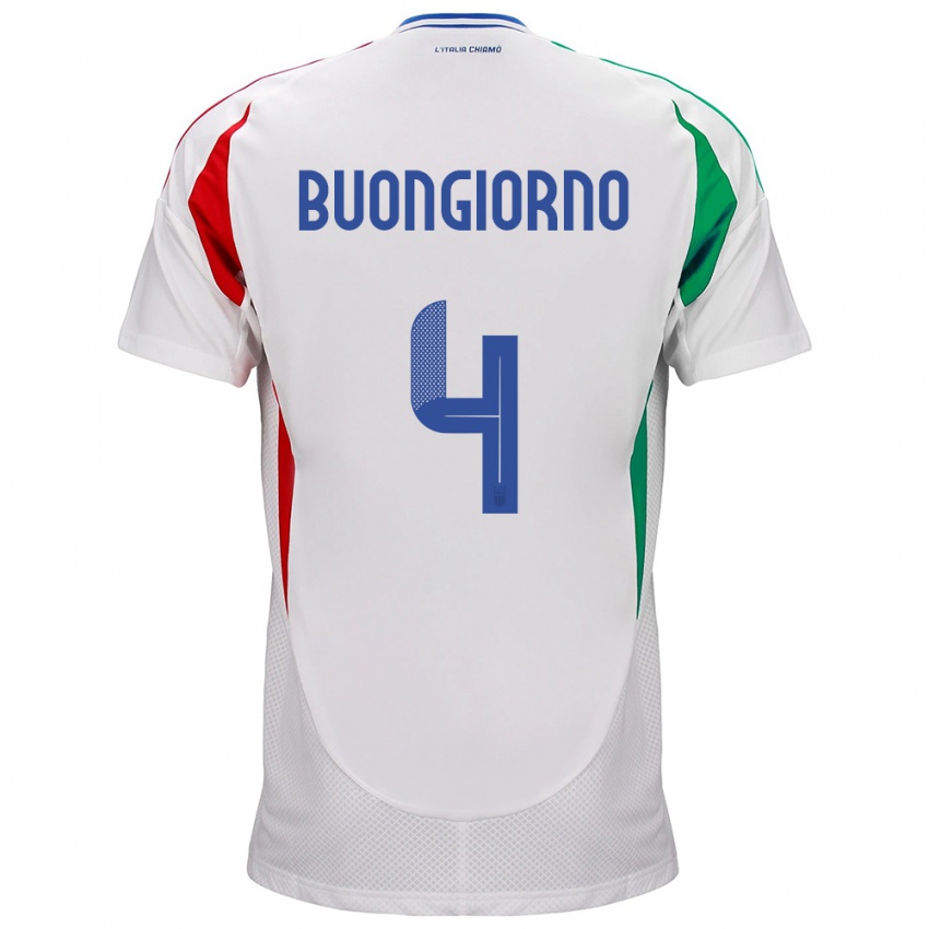 Niño Camiseta Italia Alessandro Buongiorno #4 Blanco 2ª Equipación 24-26 La Camisa Argentina