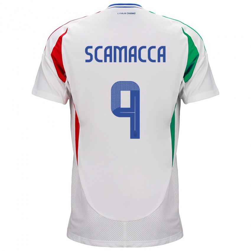 Niño Camiseta Italia Gianluca Scamacca #9 Blanco 2ª Equipación 24-26 La Camisa Argentina