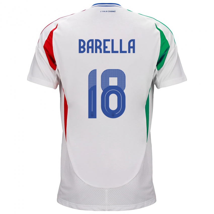 Niño Camiseta Italia Nicolò Barella #18 Blanco 2ª Equipación 24-26 La Camisa Argentina