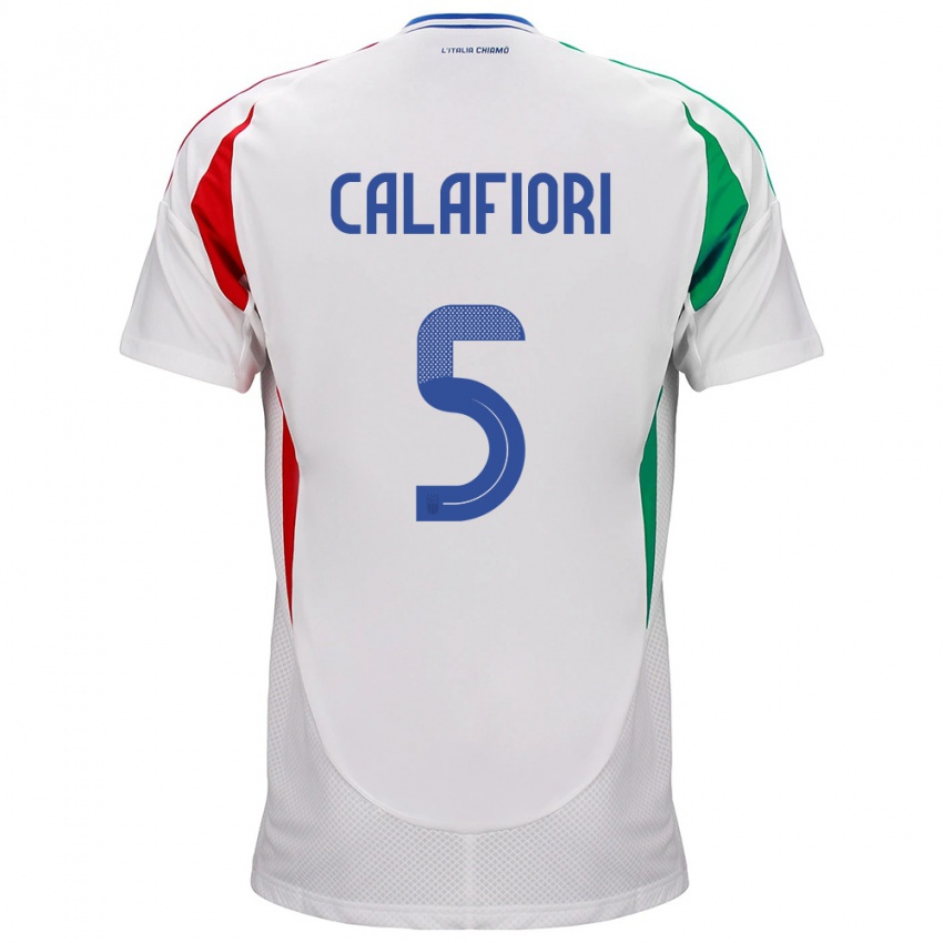 Niño Camiseta Italia Riccardo Calafiori #5 Blanco 2ª Equipación 24-26 La Camisa Argentina