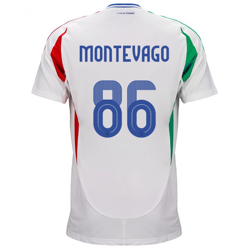 Niño Camiseta Italia Daniele Montevago #86 Blanco 2ª Equipación 24-26 La Camisa Argentina