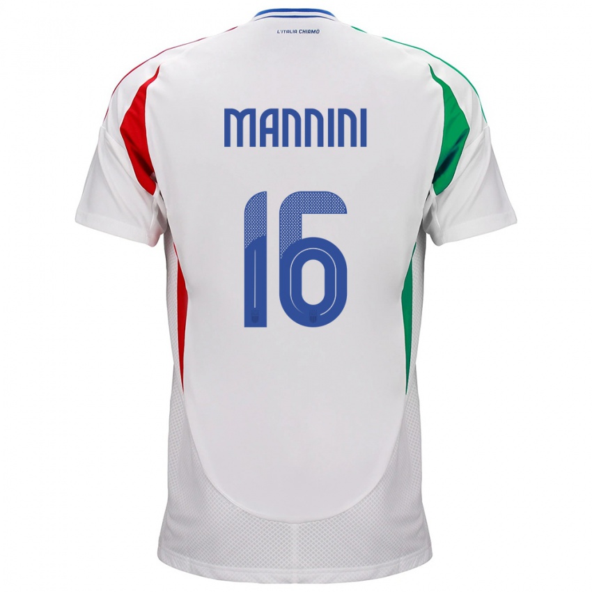 Niño Camiseta Italia Mattia Mannini #16 Blanco 2ª Equipación 24-26 La Camisa Argentina