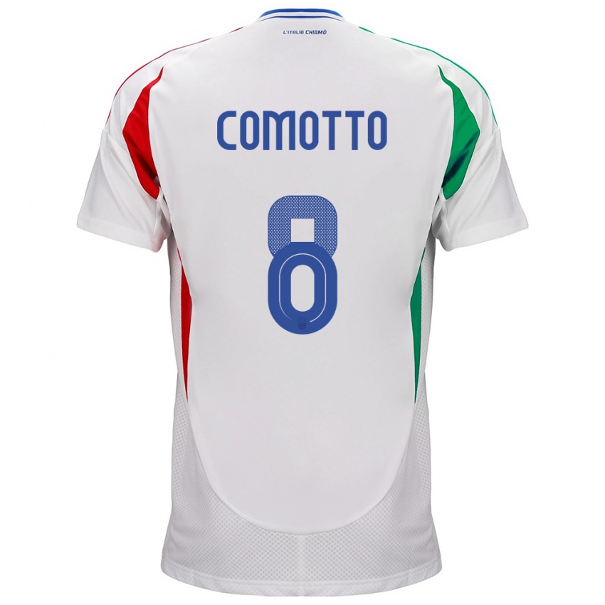 Niño Camiseta Italia Christian Comotto #8 Blanco 2ª Equipación 24-26 La Camisa Argentina