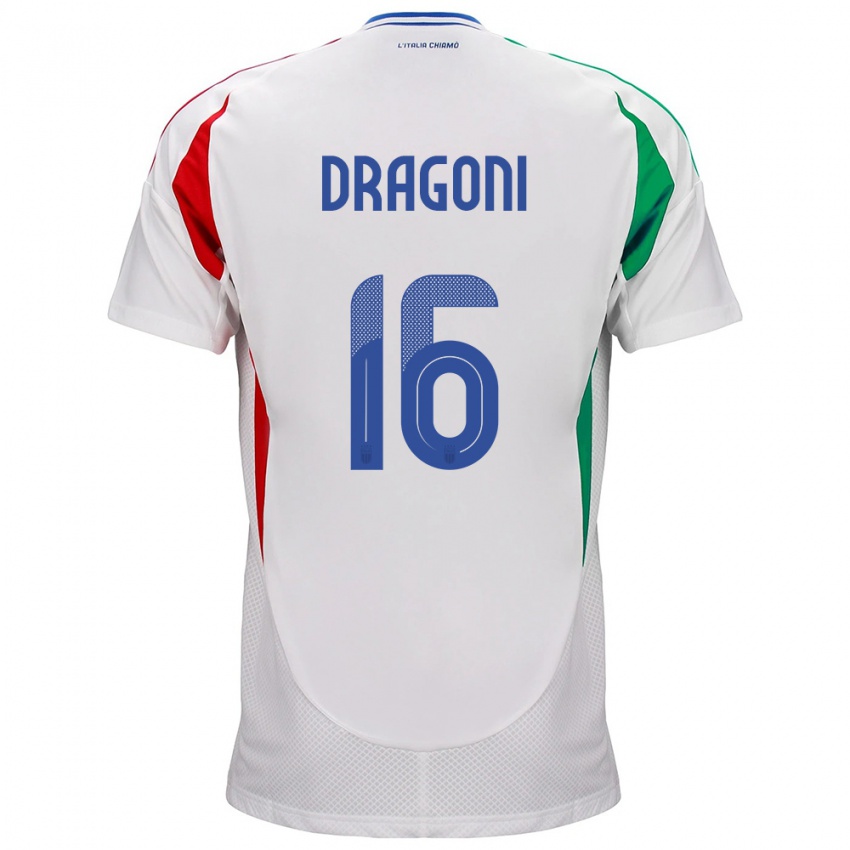 Niño Camiseta Italia Giulia Dragoni #16 Blanco 2ª Equipación 24-26 La Camisa Argentina