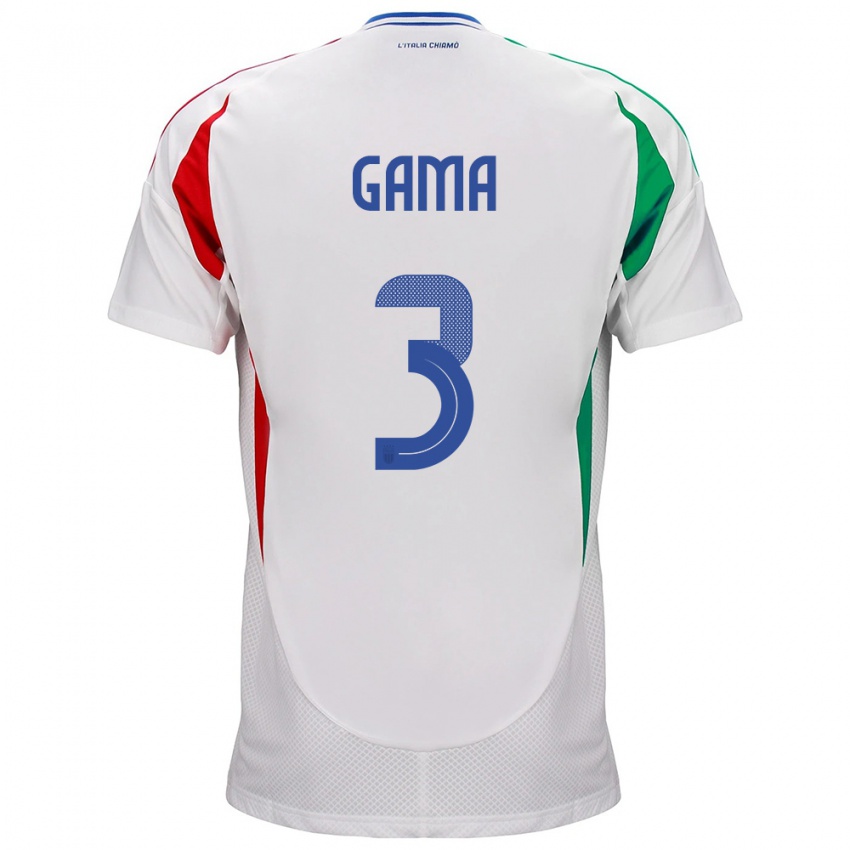 Niño Camiseta Italia Sara Gama #3 Blanco 2ª Equipación 24-26 La Camisa Argentina