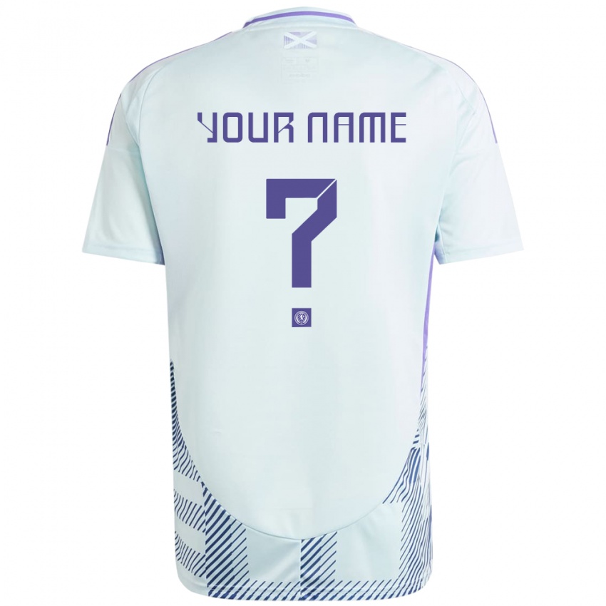 Niño Camiseta Escocia Su Nombre #0 Azul Menta Claro 2ª Equipación 24-26 La Camisa Argentina
