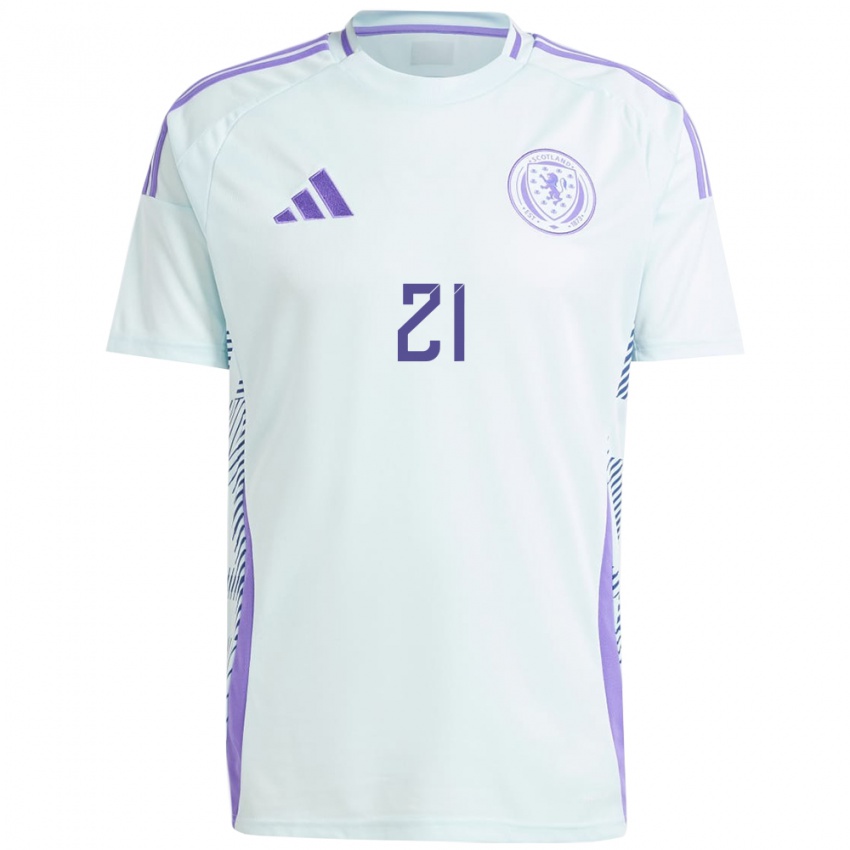 Niño Camiseta Escocia Alfie Bavidge #21 Azul Menta Claro 2ª Equipación 24-26 La Camisa Argentina