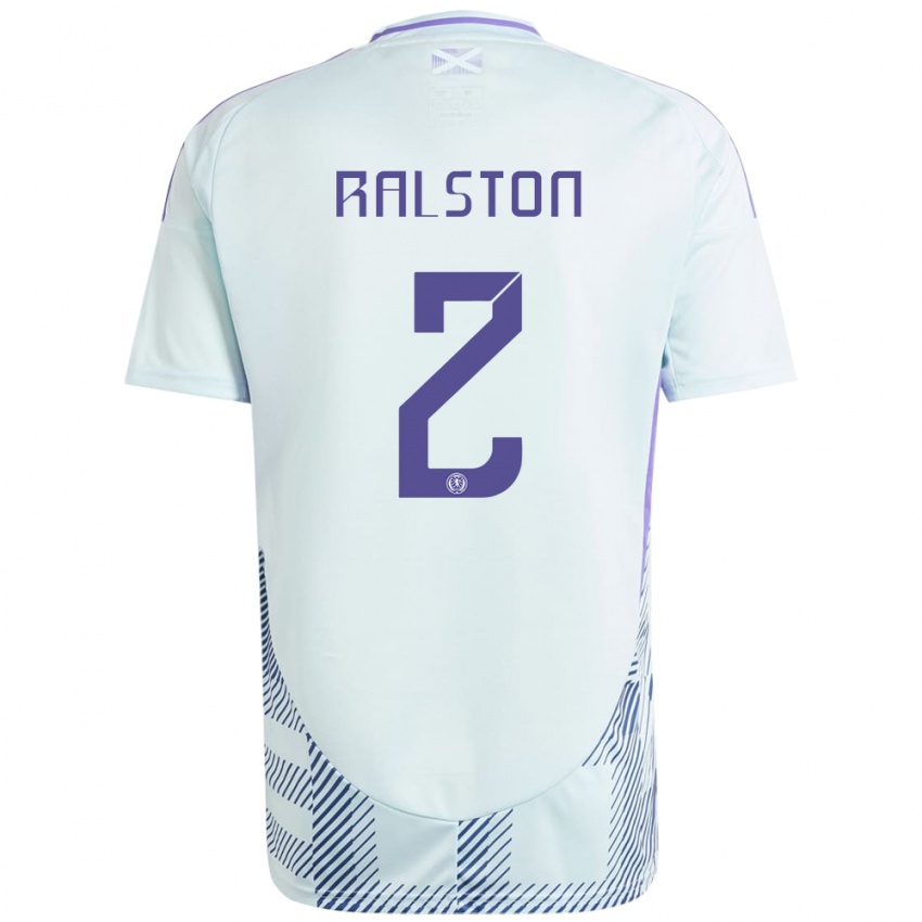 Niño Camiseta Escocia Anthony Ralston #2 Azul Menta Claro 2ª Equipación 24-26 La Camisa Argentina