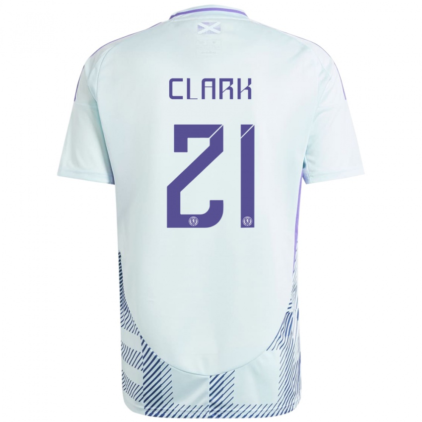 Niño Camiseta Escocia Zander Clark #21 Azul Menta Claro 2ª Equipación 24-26 La Camisa Argentina