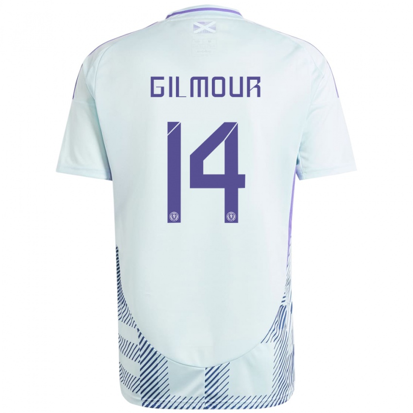 Niño Camiseta Escocia Billy Gilmour #14 Azul Menta Claro 2ª Equipación 24-26 La Camisa Argentina