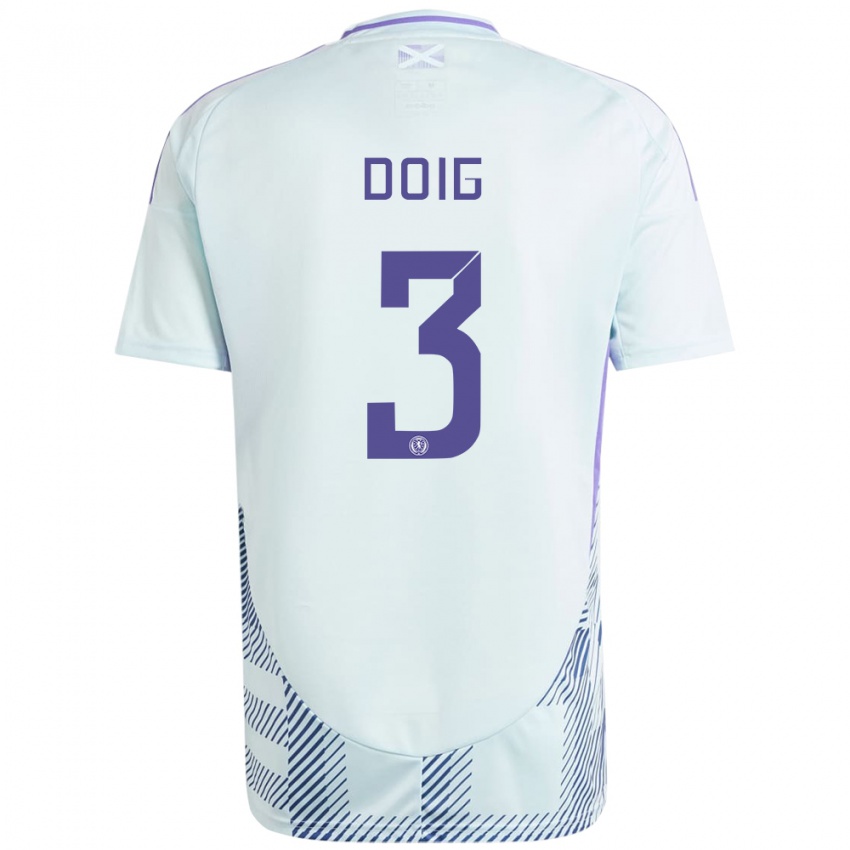 Niño Camiseta Escocia Josh Doig #3 Azul Menta Claro 2ª Equipación 24-26 La Camisa Argentina