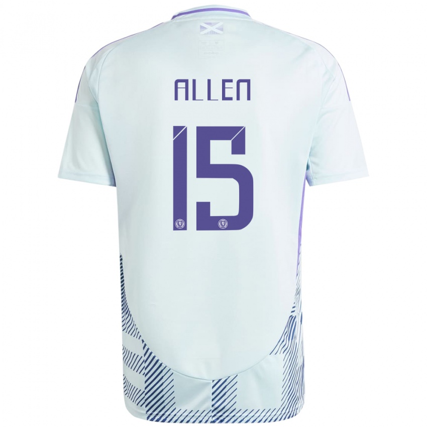 Niño Camiseta Escocia Greig Allen #15 Azul Menta Claro 2ª Equipación 24-26 La Camisa Argentina