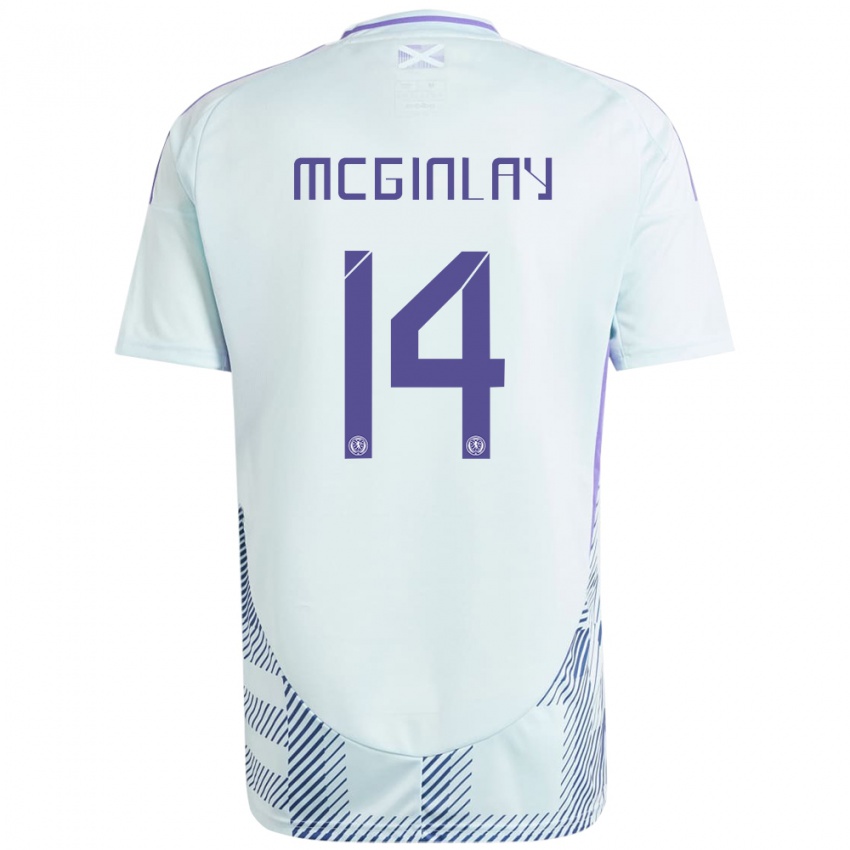 Niño Camiseta Escocia Aiden Mcginlay #14 Azul Menta Claro 2ª Equipación 24-26 La Camisa Argentina