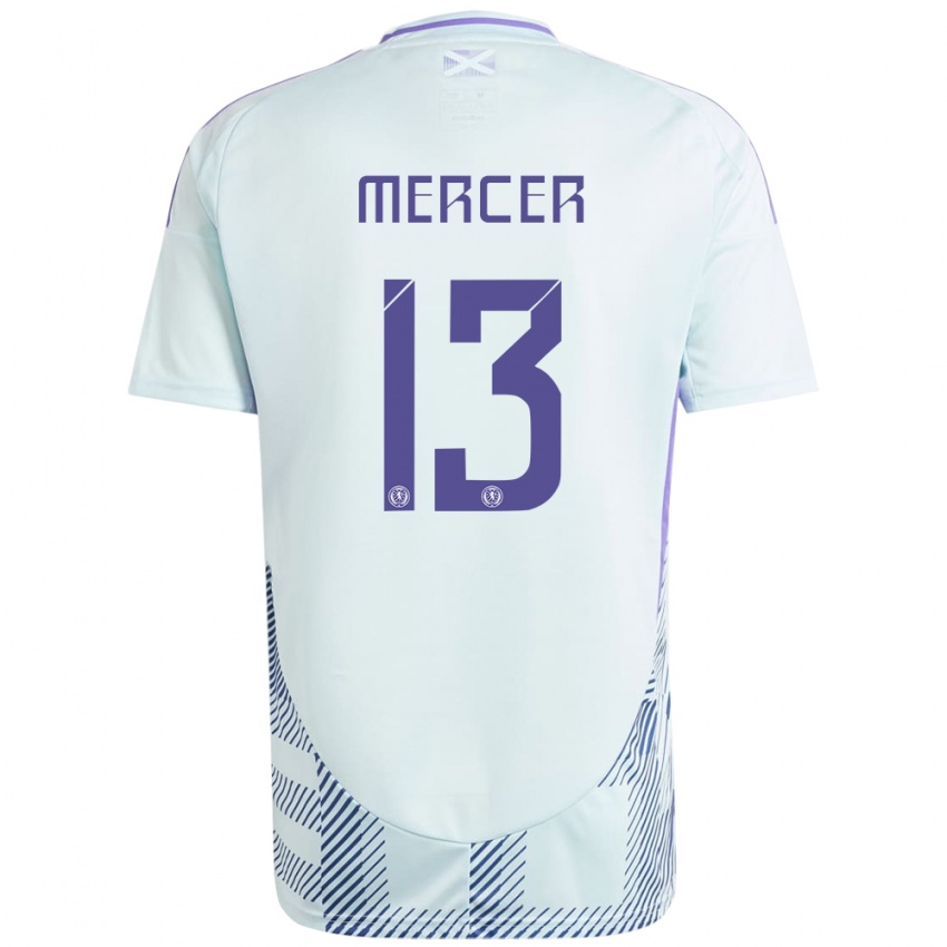 Niño Camiseta Escocia Jamie Mercer #13 Azul Menta Claro 2ª Equipación 24-26 La Camisa Argentina