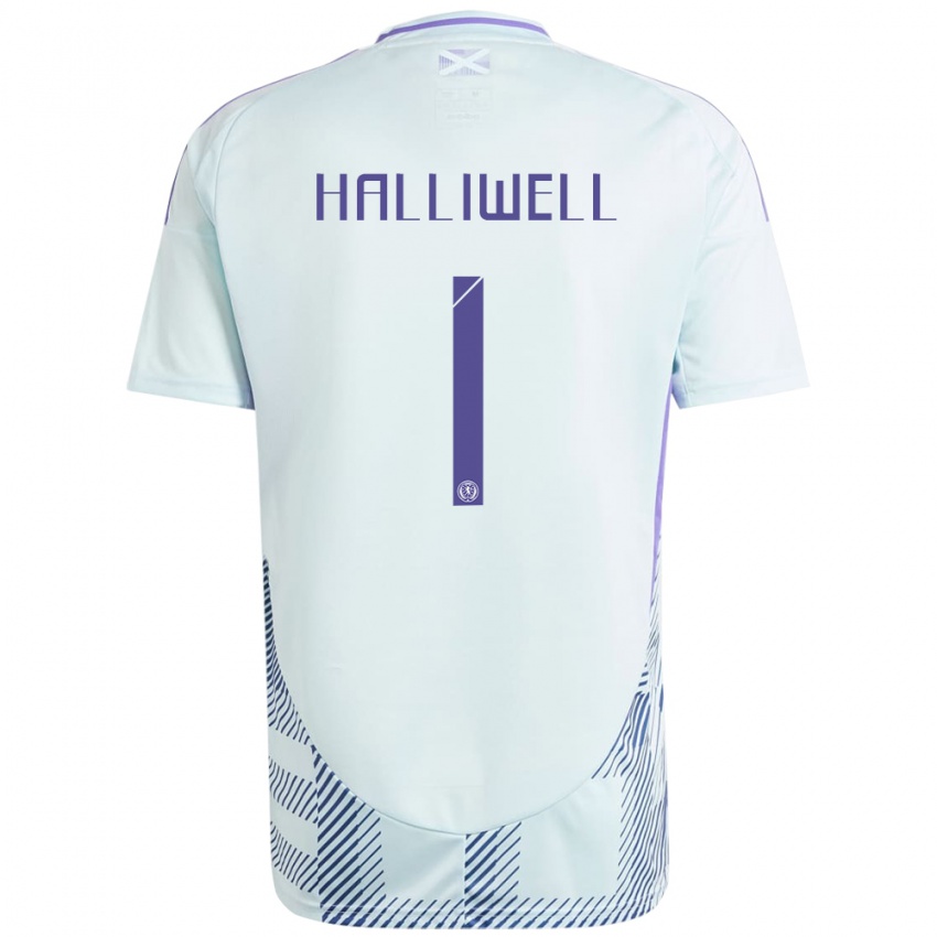 Niño Camiseta Escocia Alfie Halliwell #1 Azul Menta Claro 2ª Equipación 24-26 La Camisa Argentina