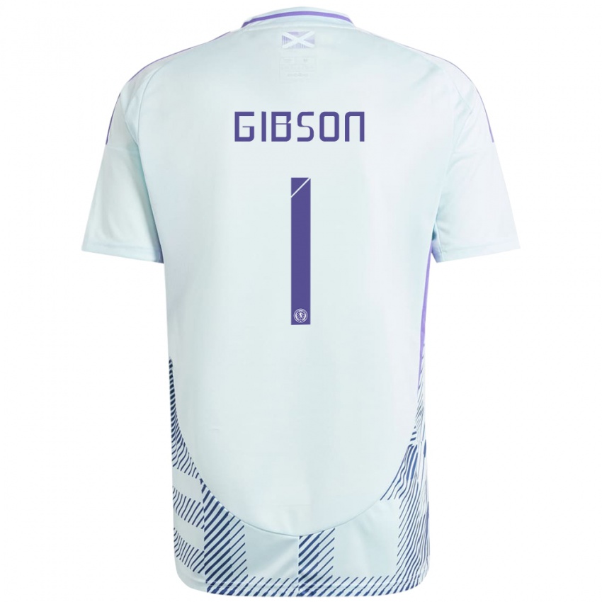 Niño Camiseta Escocia Lee Gibson #1 Azul Menta Claro 2ª Equipación 24-26 La Camisa Argentina