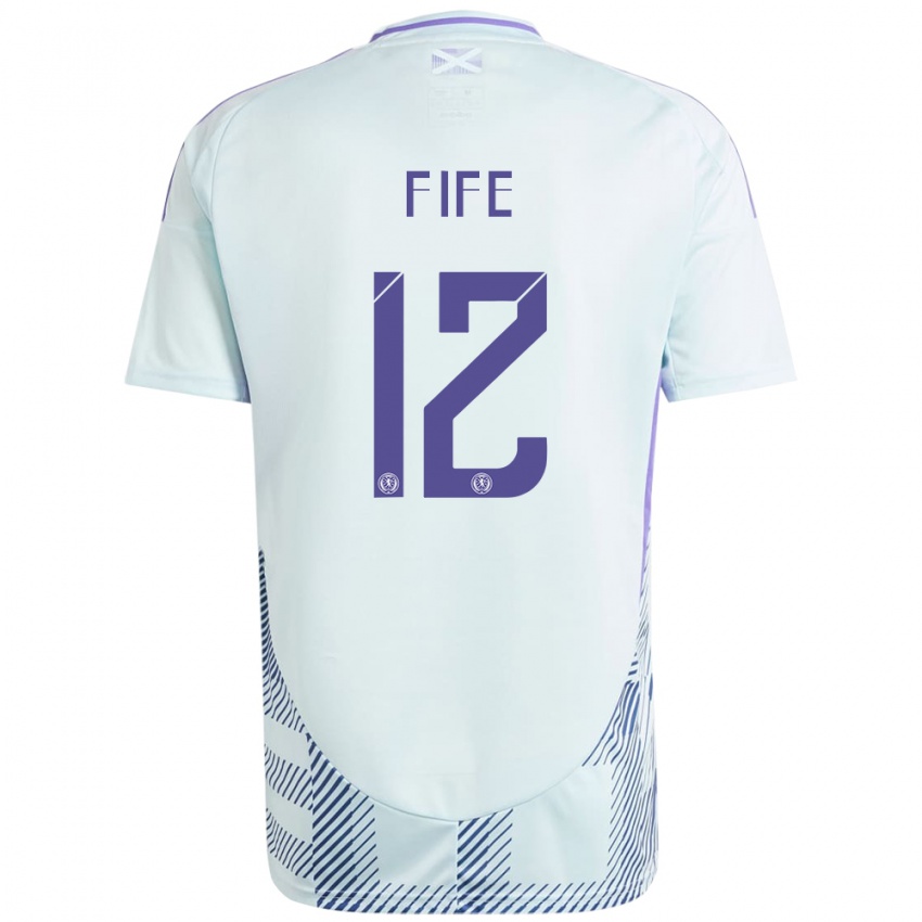 Niño Camiseta Escocia Jenna Fife #12 Azul Menta Claro 2ª Equipación 24-26 La Camisa Argentina