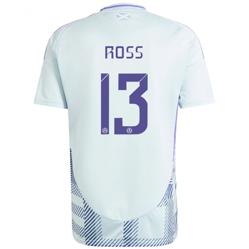 Niño Camiseta Escocia Jane Ross #13 Azul Menta Claro 2ª Equipación 24-26 La Camisa Argentina