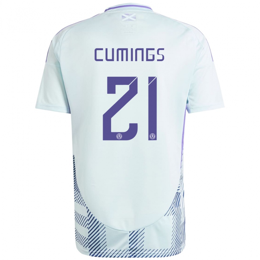 Niño Camiseta Escocia Eartha Cumings #21 Azul Menta Claro 2ª Equipación 24-26 La Camisa Argentina