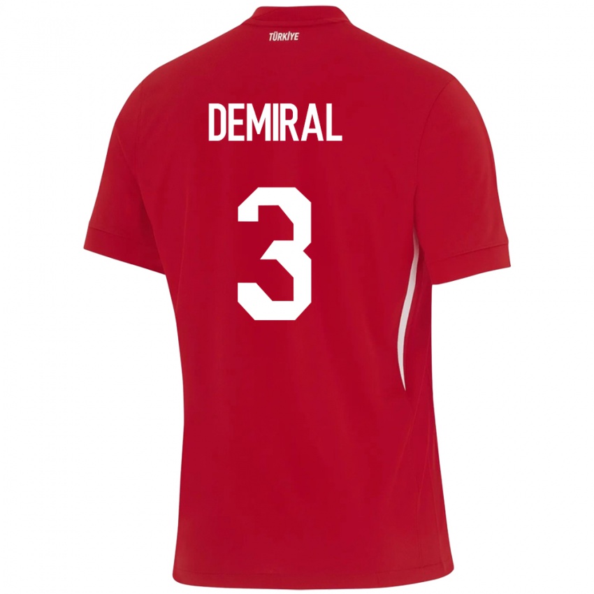 Niño Camiseta Turquía Merih Demiral #3 Rojo 2ª Equipación 24-26 La Camisa Argentina