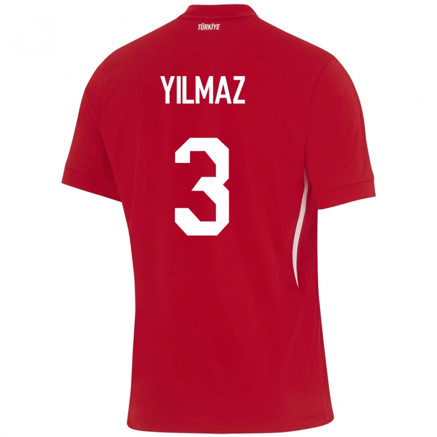 Niño Camiseta Turquía Berkay Yılmaz #3 Rojo 2ª Equipación 24-26 La Camisa Argentina