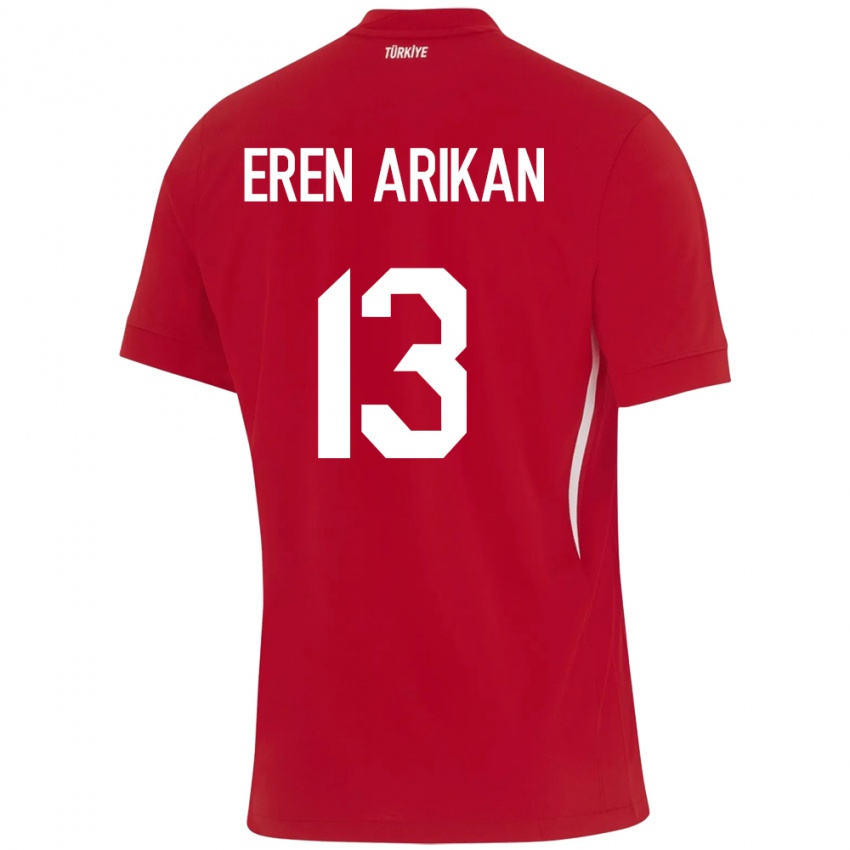 Niño Camiseta Turquía Muhammed Eren Arıkan #13 Rojo 2ª Equipación 24-26 La Camisa Argentina