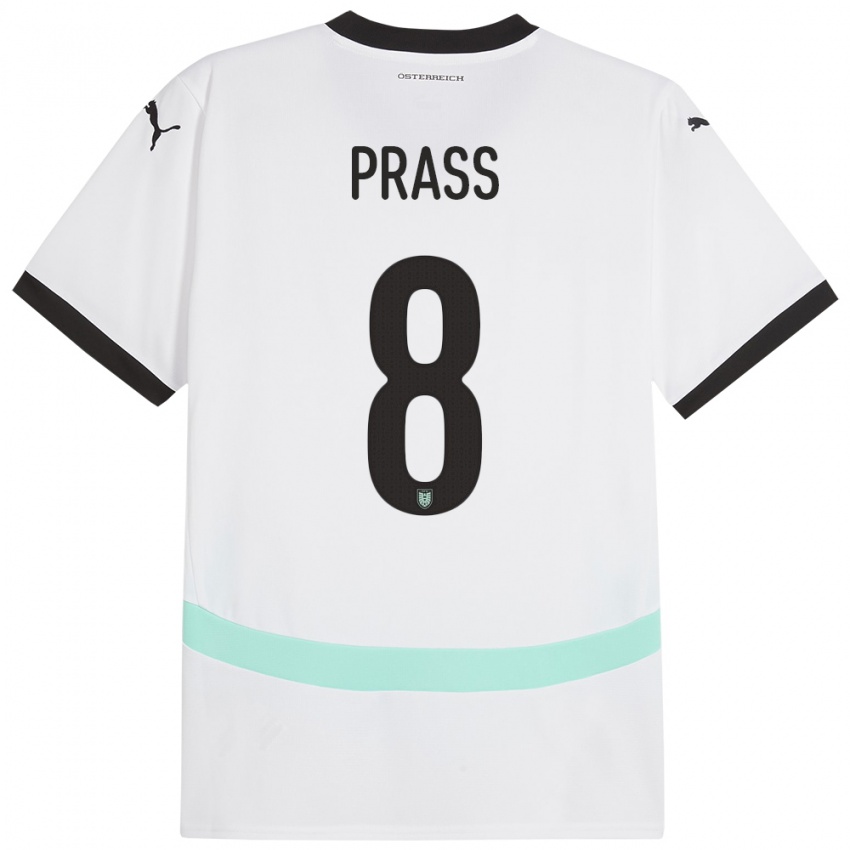 Niño Camiseta Austria Alexander Prass #8 Blanco 2ª Equipación 24-26 La Camisa Argentina