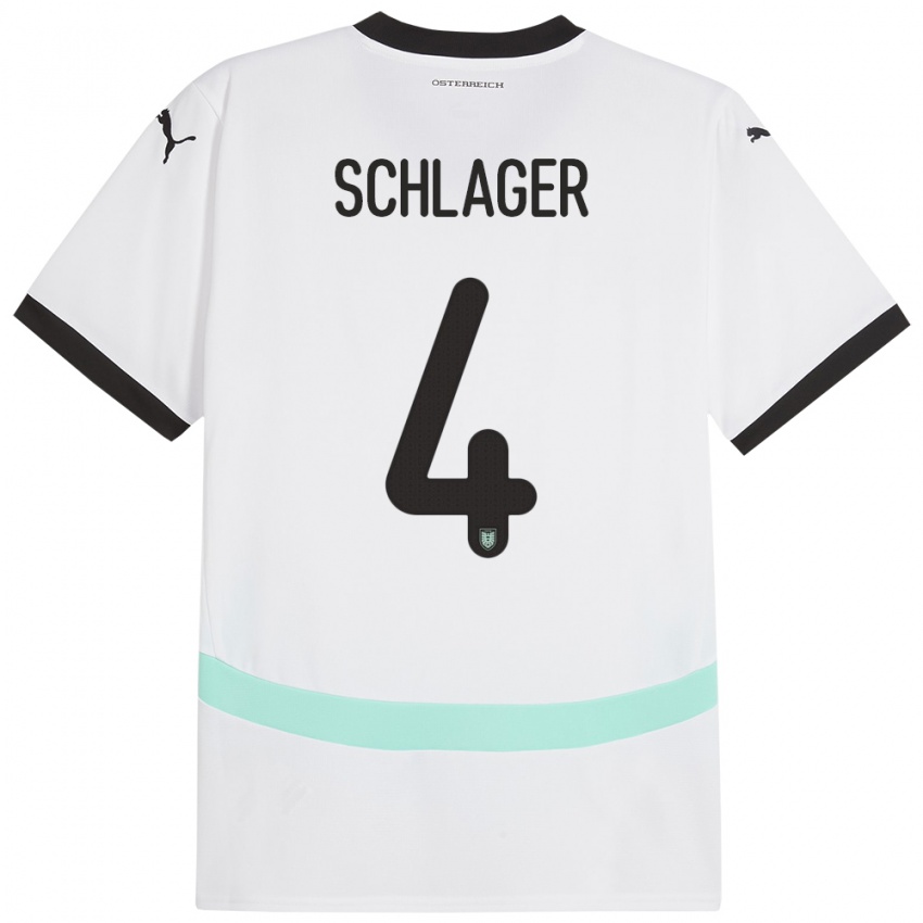 Niño Camiseta Austria Xaver Schlager #4 Blanco 2ª Equipación 24-26 La Camisa Argentina