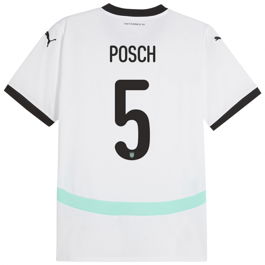 Niño Camiseta Austria Stefan Posch #5 Blanco 2ª Equipación 24-26 La Camisa Argentina