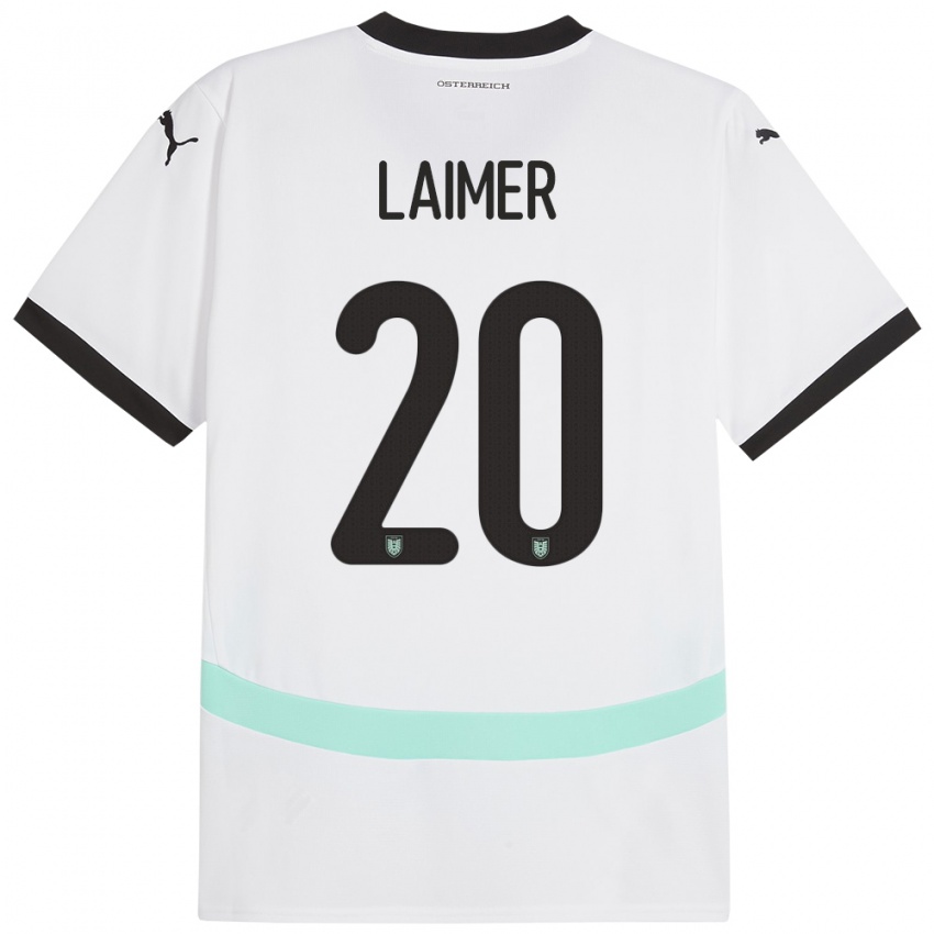 Niño Camiseta Austria Konrad Laimer #20 Blanco 2ª Equipación 24-26 La Camisa Argentina