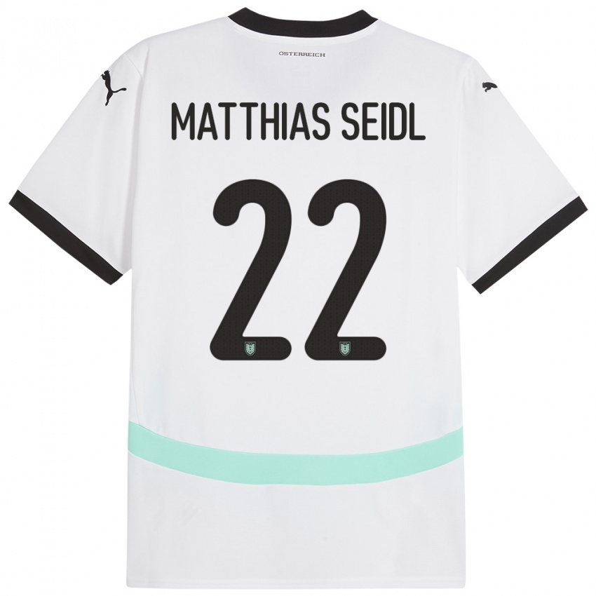 Niño Camiseta Austria Matthias Seidl #22 Blanco 2ª Equipación 24-26 La Camisa Argentina