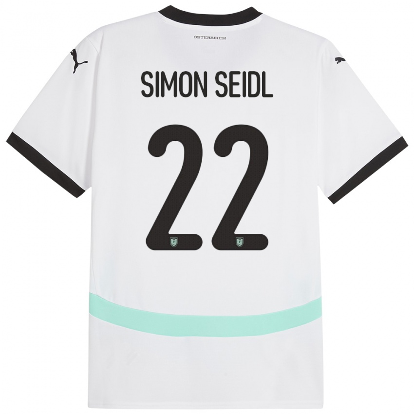 Niño Camiseta Austria Simon Seidl #22 Blanco 2ª Equipación 24-26 La Camisa Argentina