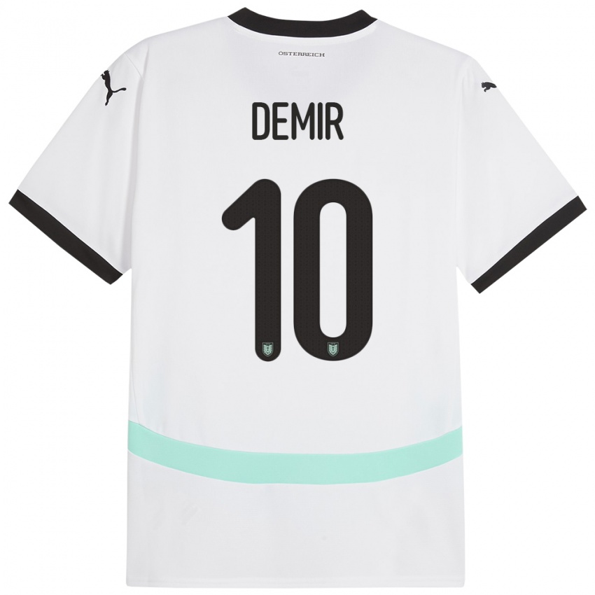 Niño Camiseta Austria Yusuf Demir #10 Blanco 2ª Equipación 24-26 La Camisa Argentina