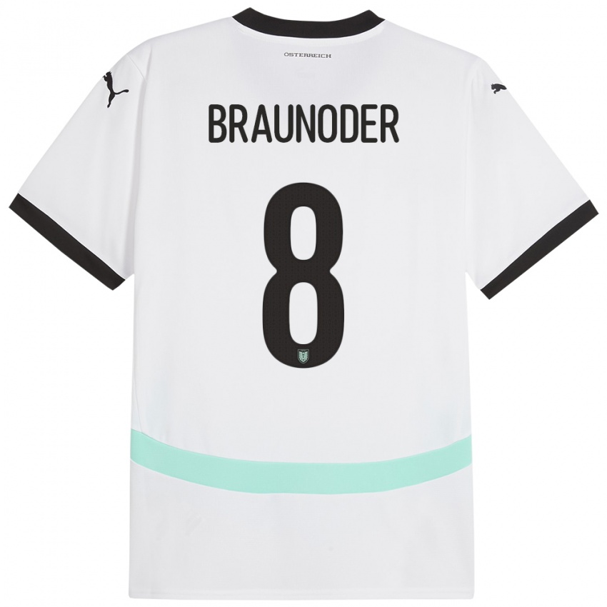 Niño Camiseta Austria Matthias Braunöder #8 Blanco 2ª Equipación 24-26 La Camisa Argentina