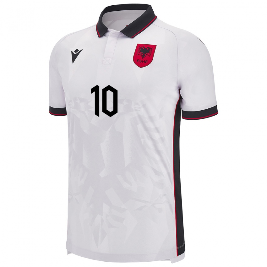 Niño Camiseta Albania Tedi Malaj #10 Blanco 2ª Equipación 24-26 La Camisa Argentina