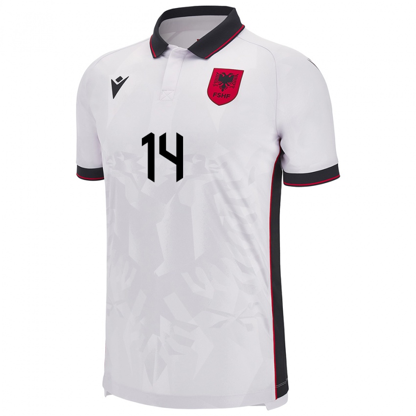 Niño Camiseta Albania Qazim Laci #14 Blanco 2ª Equipación 24-26 La Camisa Argentina