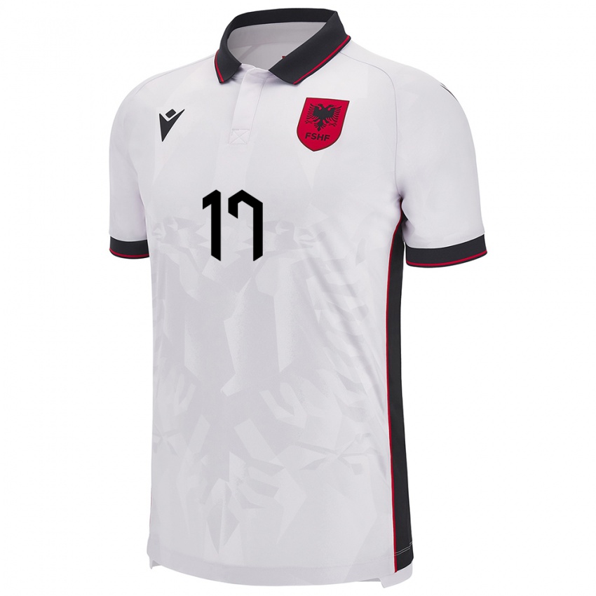 Niño Camiseta Albania Kristina Maksuti #17 Blanco 2ª Equipación 24-26 La Camisa Argentina