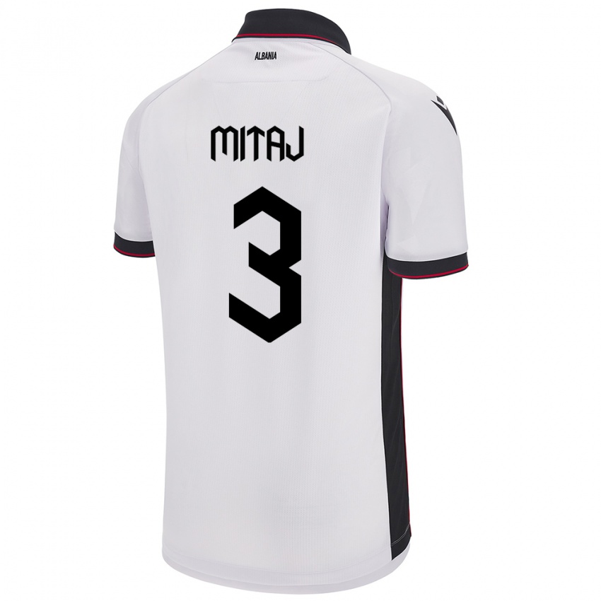 Niño Camiseta Albania Mario Mitaj #3 Blanco 2ª Equipación 24-26 La Camisa Argentina