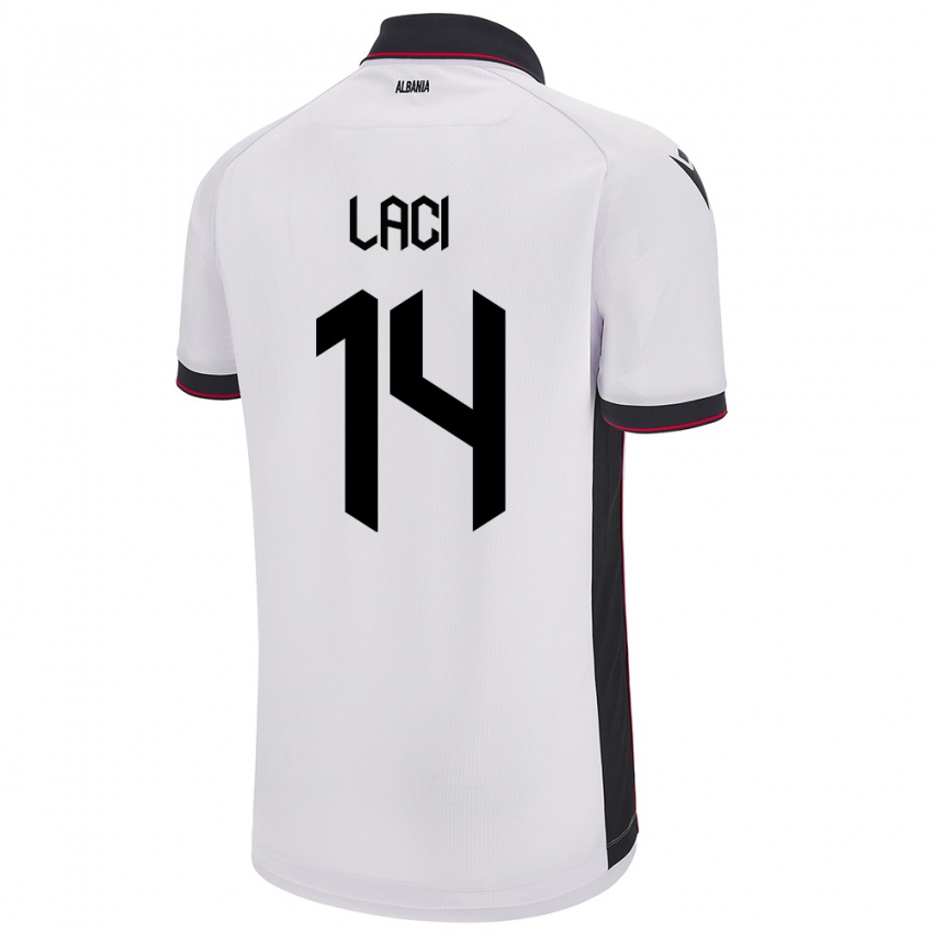 Niño Camiseta Albania Qazim Laci #14 Blanco 2ª Equipación 24-26 La Camisa Argentina