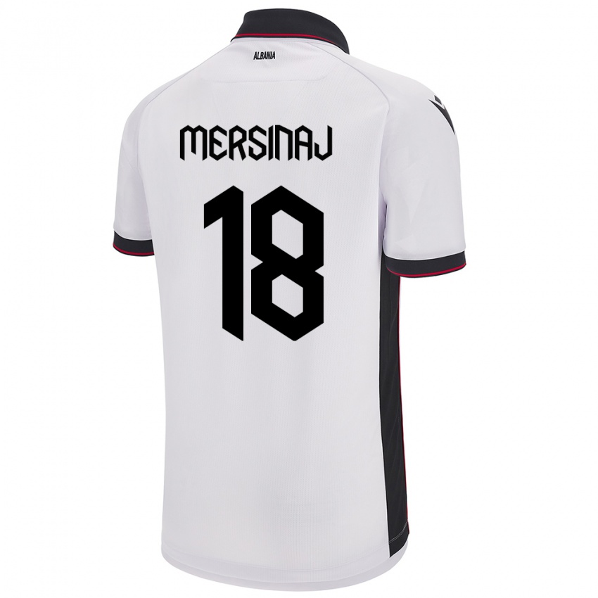 Niño Camiseta Albania Jon Mersinaj #18 Blanco 2ª Equipación 24-26 La Camisa Argentina