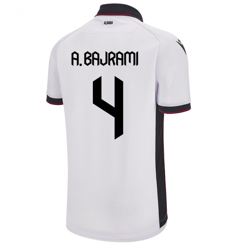 Niño Camiseta Albania Adrian Bajrami #4 Blanco 2ª Equipación 24-26 La Camisa Argentina