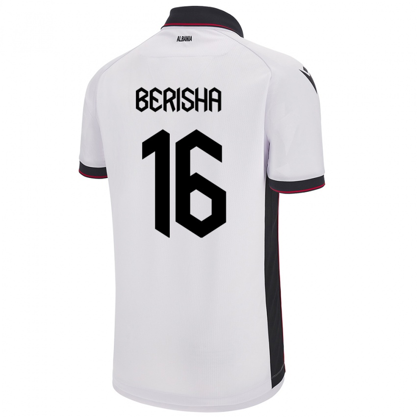 Niño Camiseta Albania Medon Berisha #16 Blanco 2ª Equipación 24-26 La Camisa Argentina