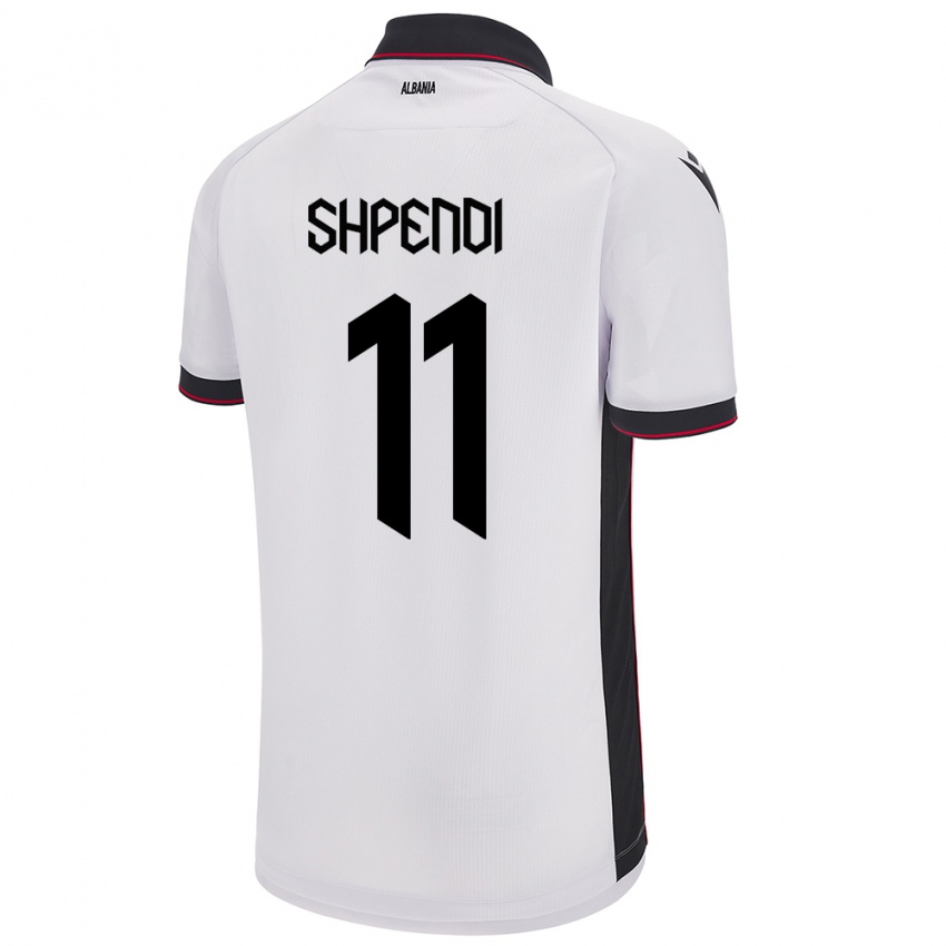 Niño Camiseta Albania Stiven Shpendi #11 Blanco 2ª Equipación 24-26 La Camisa Argentina