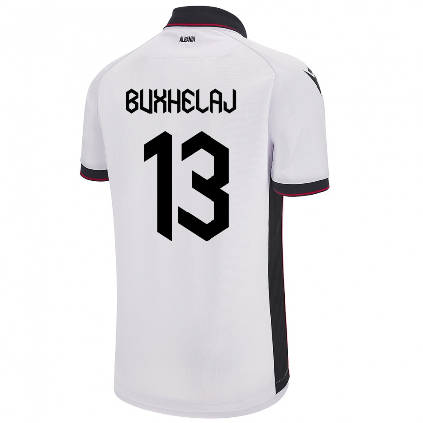 Niño Camiseta Albania Paulo Buxhelaj #13 Blanco 2ª Equipación 24-26 La Camisa Argentina