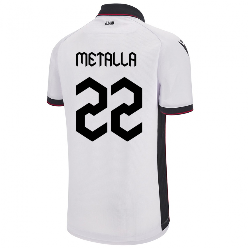 Niño Camiseta Albania Mikaela Metalla #22 Blanco 2ª Equipación 24-26 La Camisa Argentina