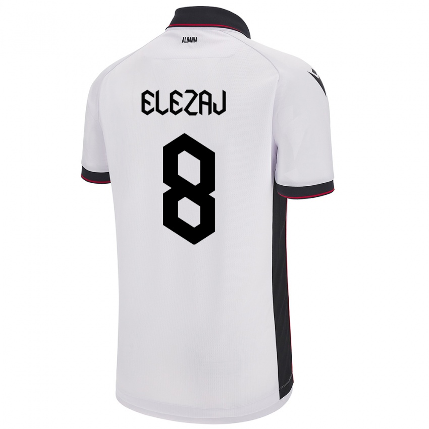 Niño Camiseta Albania Endrina Elezaj #8 Blanco 2ª Equipación 24-26 La Camisa Argentina