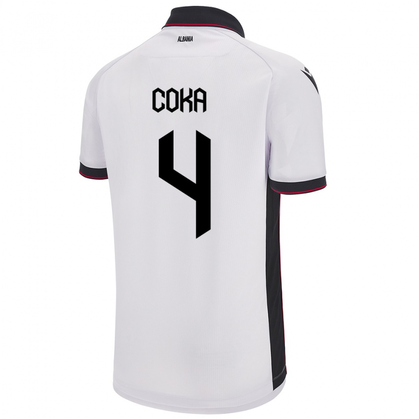 Niño Camiseta Albania Jehona Coka #4 Blanco 2ª Equipación 24-26 La Camisa Argentina