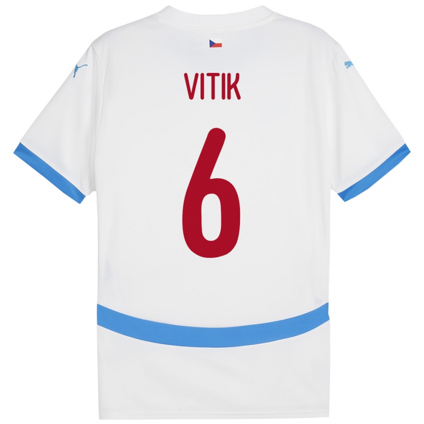 Niño Camiseta Chequia Martin Vitík #6 Blanco 2ª Equipación 24-26 La Camisa Argentina