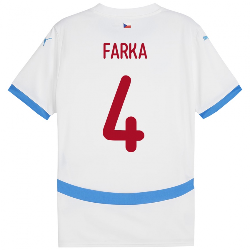 Niño Camiseta Chequia Dominik Farka #4 Blanco 2ª Equipación 24-26 La Camisa Argentina